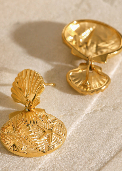 Jieding European and American stainless steel marine stud premium ins earrings pendant titanium steel earrings 18k gold jewelry cross-border