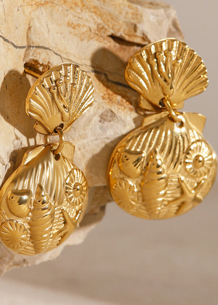 Jieding European and American stainless steel marine stud premium ins earrings pendant titanium steel earrings 18k gold jewelry cross-border