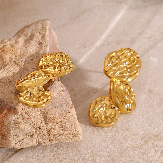 Jieding cross-border jewelry, 18k gold stainless steel, exaggerated earrings, high-quality earrings, titanium steel, high color retention earrings, Europe and America