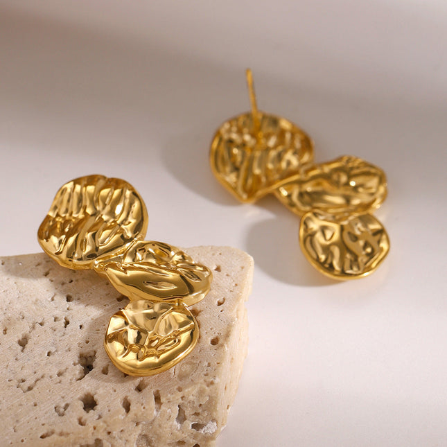 Jieding cross-border jewelry, 18k gold stainless steel, exaggerated earrings, high-quality earrings, titanium steel, high color retention earrings, Europe and America