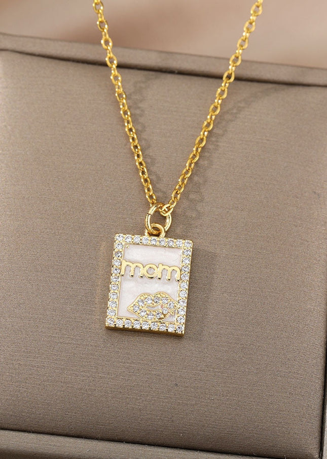 Garde Pendant Necklace | Gold Mom Zirconia Square Chain - Gold - Necklaces