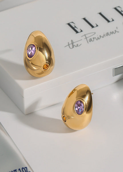 Jieding Europe and America titanium steel zircon stud earrings light luxury high-end earrings earrings stainless steel jewelry cross-border earrings