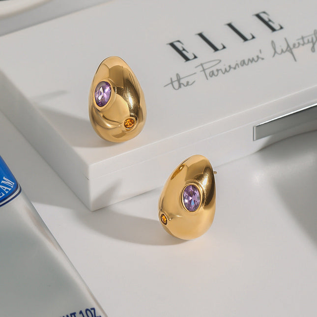 Jieding Europe and America titanium steel zircon stud earrings light luxury high-end earrings earrings stainless steel jewelry cross-border earrings