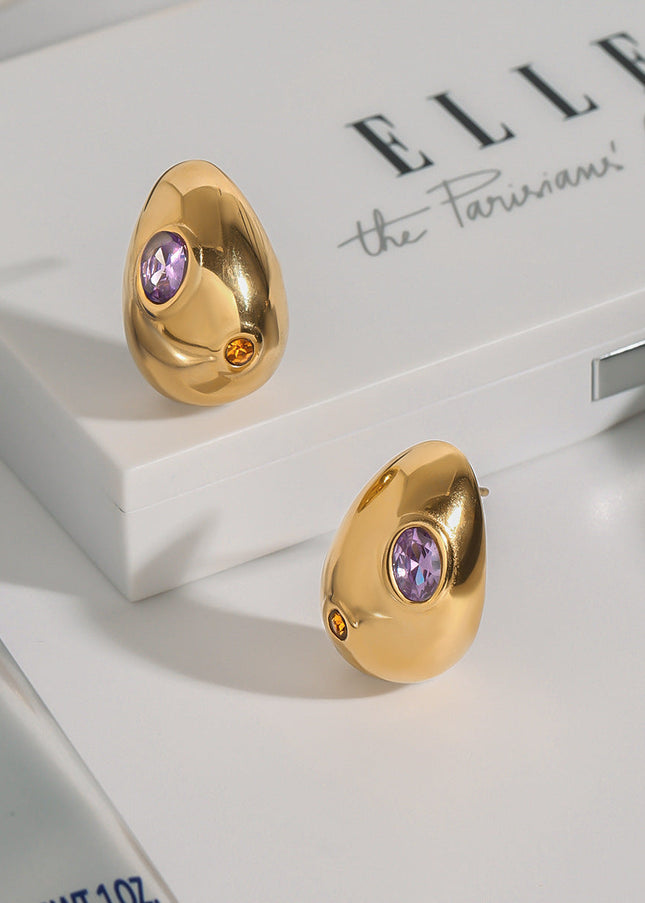 Jieding Europe and America titanium steel zircon stud earrings light luxury high-end earrings earrings stainless steel jewelry cross-border earrings