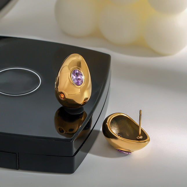 Jieding Europe and America titanium steel zircon stud earrings light luxury high-end earrings earrings stainless steel jewelry cross-border earrings