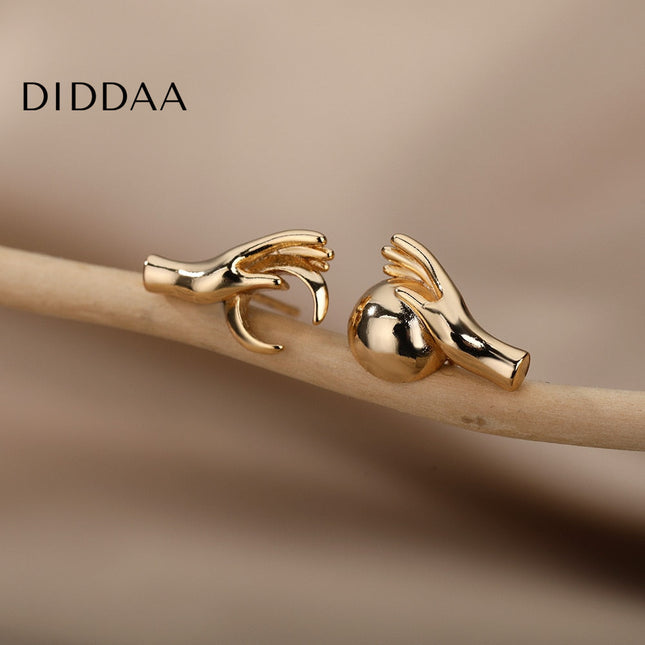 Glace Earrings | Gold Hands Stud Earrings - Earrings