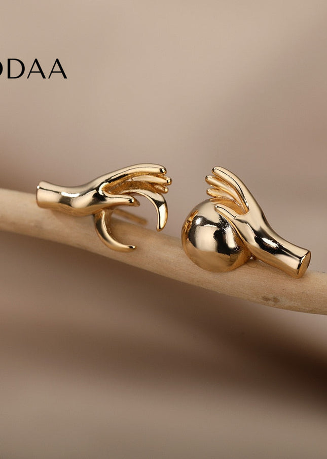 Glace Earrings | Gold Hands Stud Earrings - Earrings