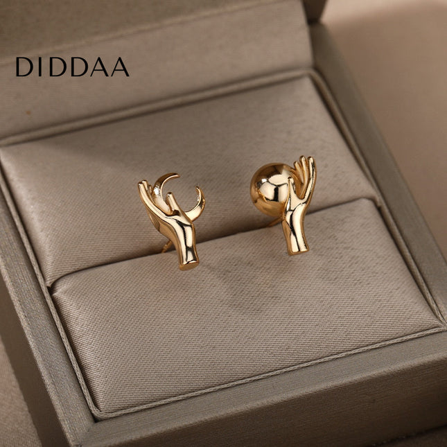 Glace Earrings | Gold Hands Stud Earrings - Earrings