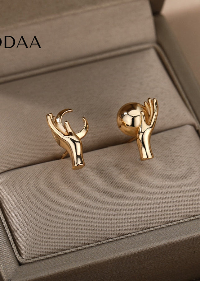 Glace Earrings | Gold Hands Stud Earrings - Earrings