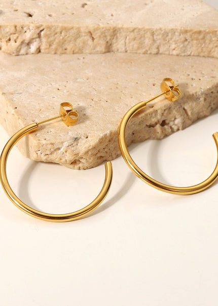 European and American new fashion simple earrings 18K gold stainless steel earrings INS style C type titanium steel stud earrings women's earrings