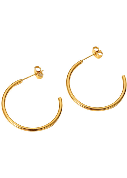 European and American new fashion simple earrings 18K gold stainless steel earrings INS style C type titanium steel stud earrings women's earrings