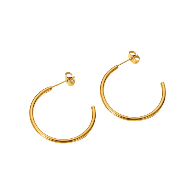 European and American new fashion simple earrings 18K gold stainless steel earrings INS style C type titanium steel stud earrings women's earrings