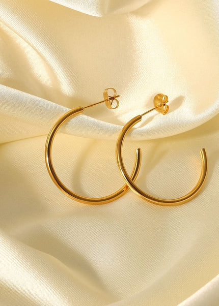 European and American new fashion simple earrings 18K gold stainless steel earrings INS style C type titanium steel stud earrings women's earrings