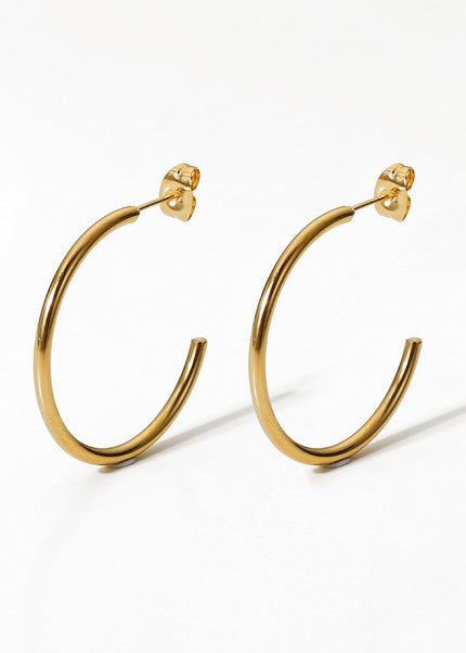 European and American new fashion simple earrings 18K gold stainless steel earrings INS style C type titanium steel stud earrings women's earrings