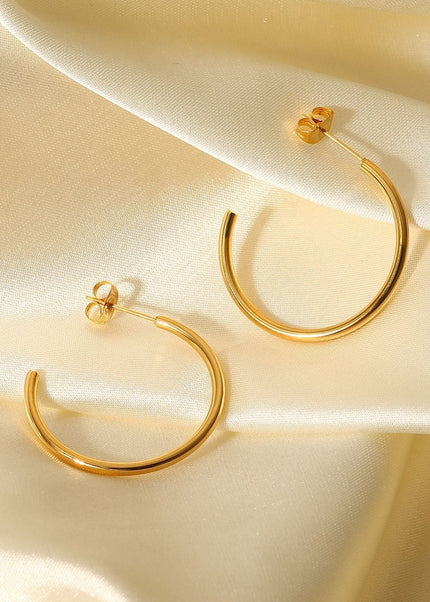 European and American new fashion simple earrings 18K gold stainless steel earrings INS style C type titanium steel stud earrings women's earrings