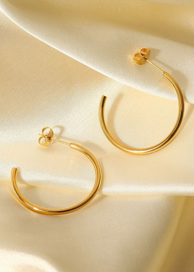European and American new fashion simple earrings 18K gold stainless steel earrings INS style C type titanium steel stud earrings women's earrings