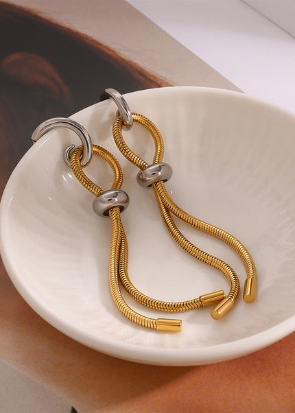 Jieding European and American stainless steel tassel earrings luxury niche style earrings titanium steel earrings cross-border earrings