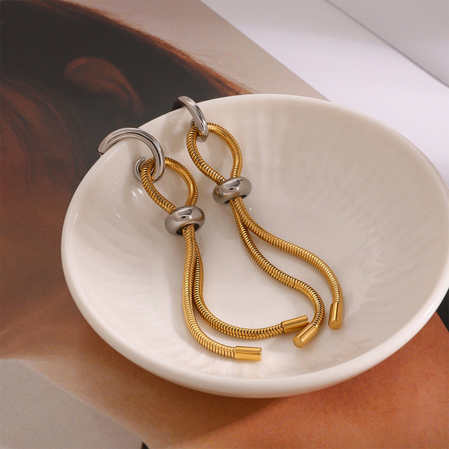 Jieding European and American stainless steel tassel earrings luxury niche style earrings titanium steel earrings cross-border earrings