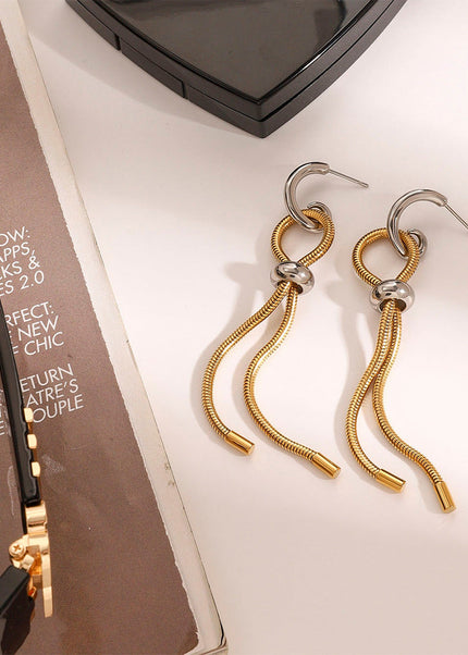 Jieding European and American stainless steel tassel earrings luxury niche style earrings titanium steel earrings cross-border earrings