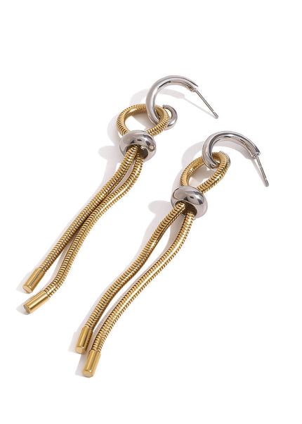 Jieding European and American stainless steel tassel earrings luxury niche style earrings titanium steel earrings cross-border earrings