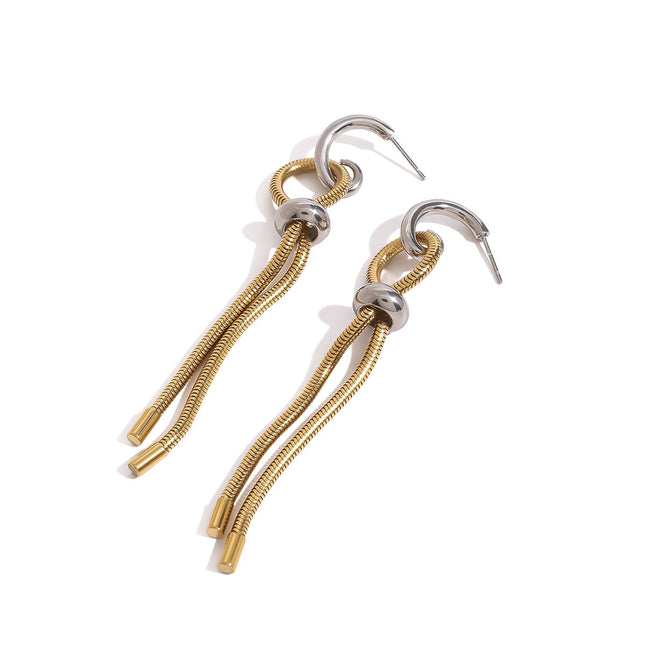 Jieding European and American stainless steel tassel earrings luxury niche style earrings titanium steel earrings cross-border earrings