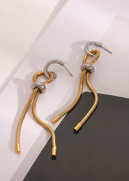 Jieding European and American stainless steel tassel earrings luxury niche style earrings titanium steel earrings cross-border earrings