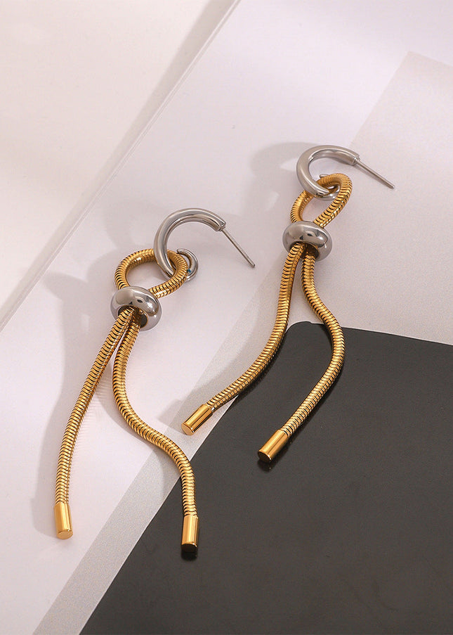 Jieding European and American stainless steel tassel earrings luxury niche style earrings titanium steel earrings cross-border earrings