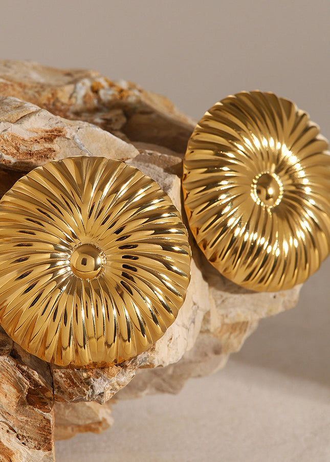 Jieding Europe and America 18k gold stainless steel exaggerated earrings high-end sense ins stud earrings flower earrings titanium steel jewelry cross-border