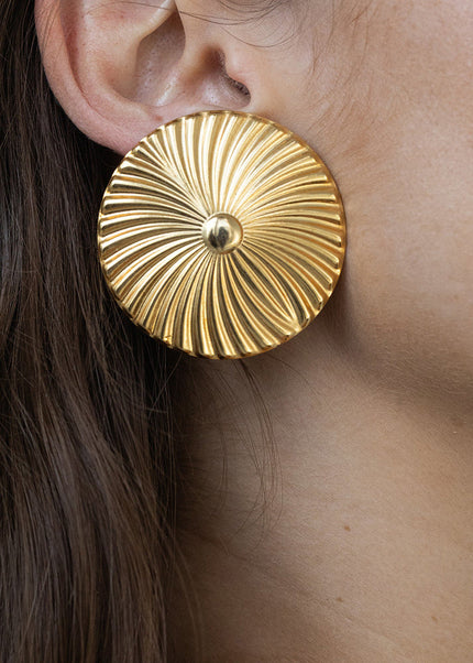 Jieding Europe and America 18k gold stainless steel exaggerated earrings high-end sense ins stud earrings flower earrings titanium steel jewelry cross-border