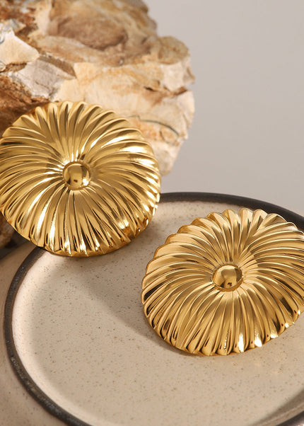 Jieding Europe and America 18k gold stainless steel exaggerated earrings high-end sense ins stud earrings flower earrings titanium steel jewelry cross-border