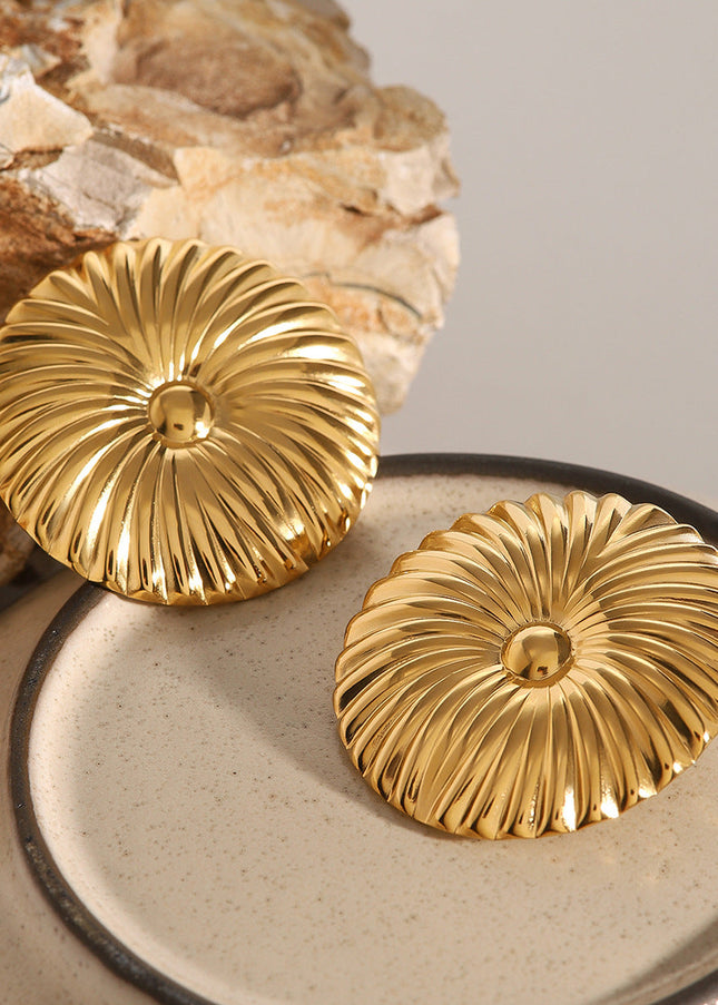 Jieding Europe and America 18k gold stainless steel exaggerated earrings high-end sense ins stud earrings flower earrings titanium steel jewelry cross-border