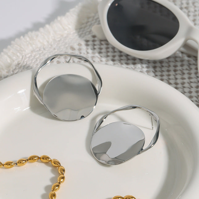 Jieding European and American stainless steel earrings, women's earrings, niche high-end earrings, titanium steel jewelry, cross-border earrings