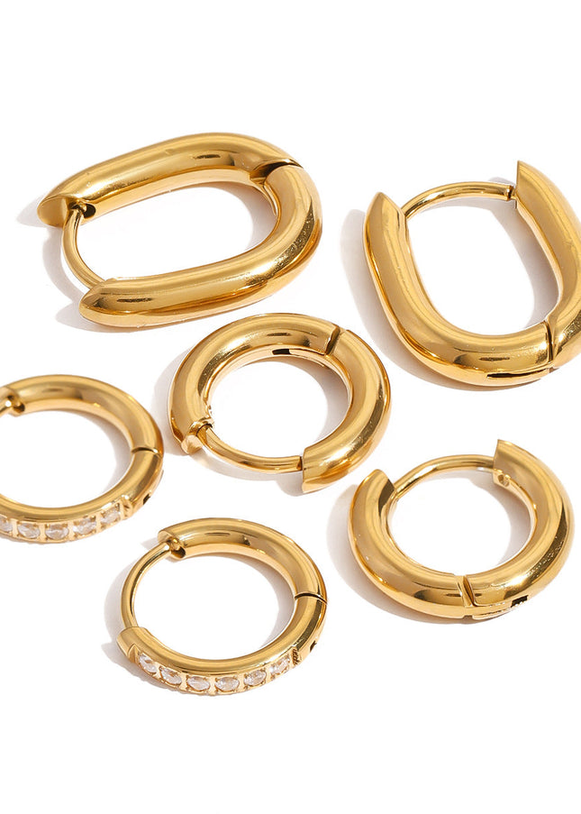 Jieding Europe and the United States three pairs of stainless steel plain ring earrings, diamonds, high-end earrings, earrings, titanium steel earrings, cross-border jewelry