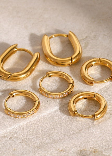 Jieding Europe and the United States three pairs of stainless steel plain ring earrings, diamonds, high-end earrings, earrings, titanium steel earrings, cross-border jewelry