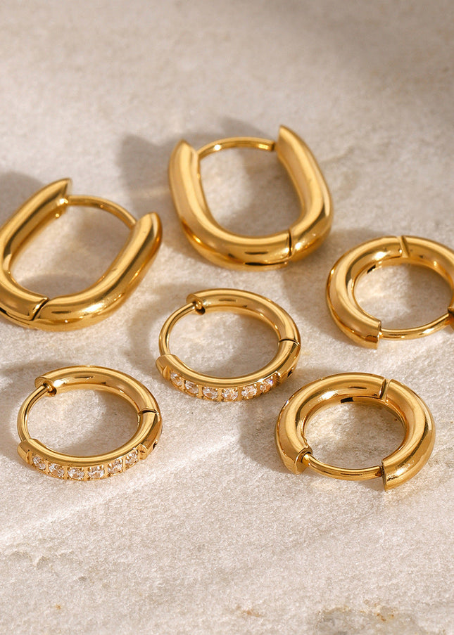 Jieding Europe and the United States three pairs of stainless steel plain ring earrings, diamonds, high-end earrings, earrings, titanium steel earrings, cross-border jewelry