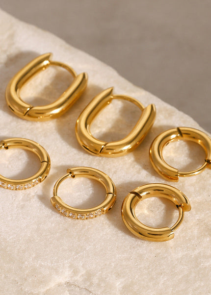 Jieding Europe and the United States three pairs of stainless steel plain ring earrings, diamonds, high-end earrings, earrings, titanium steel earrings, cross-border jewelry