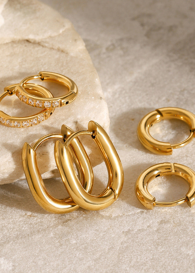 Jieding Europe and the United States three pairs of stainless steel plain ring earrings, diamonds, high-end earrings, earrings, titanium steel earrings, cross-border jewelry