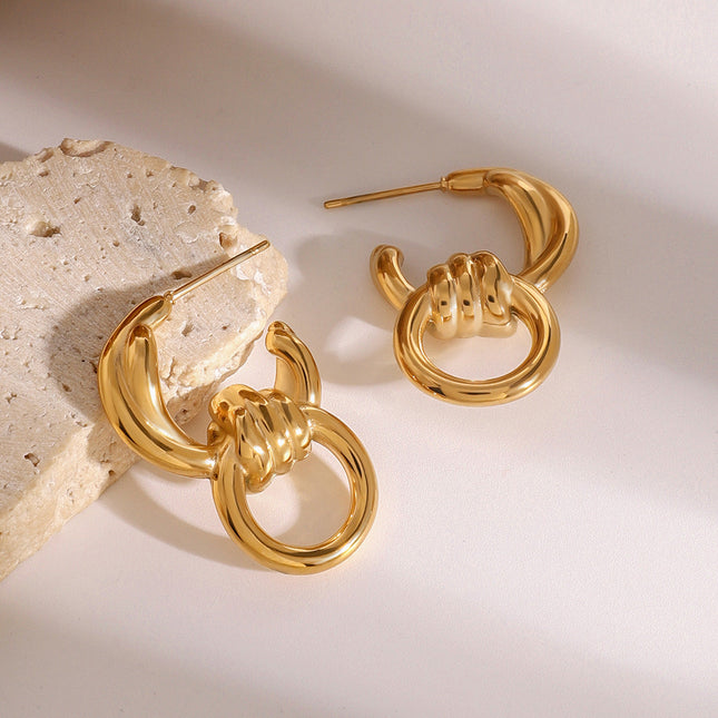 Jieding stainless steel hollow earrings, light luxury, luxury, high-end sense of simplicity, alloy stud earrings, niche fashion temperament, ear jewelry women