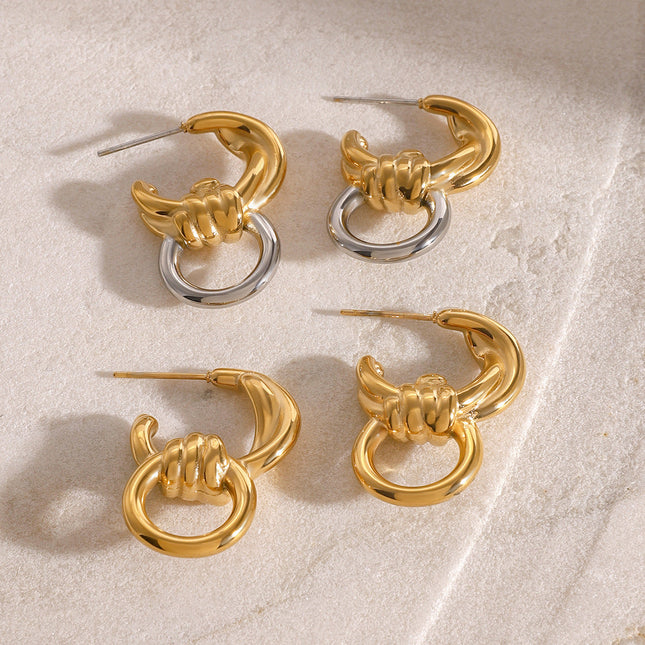 Jieding stainless steel hollow earrings, light luxury, luxury, high-end sense of simplicity, alloy stud earrings, niche fashion temperament, ear jewelry women