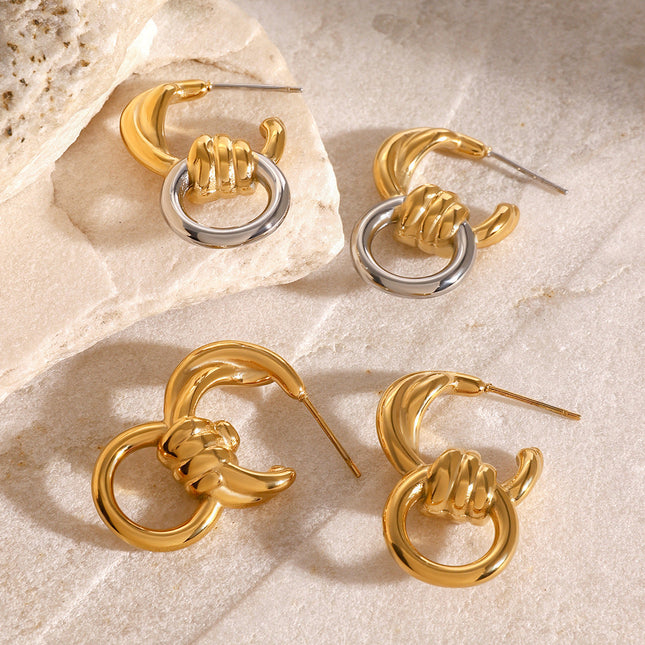 Jieding stainless steel hollow earrings, light luxury, luxury, high-end sense of simplicity, alloy stud earrings, niche fashion temperament, ear jewelry women