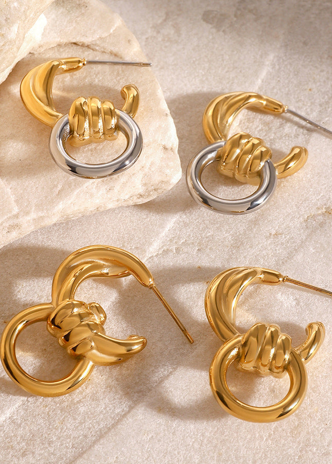 Jieding stainless steel hollow earrings, light luxury, luxury, high-end sense of simplicity, alloy stud earrings, niche fashion temperament, ear jewelry women