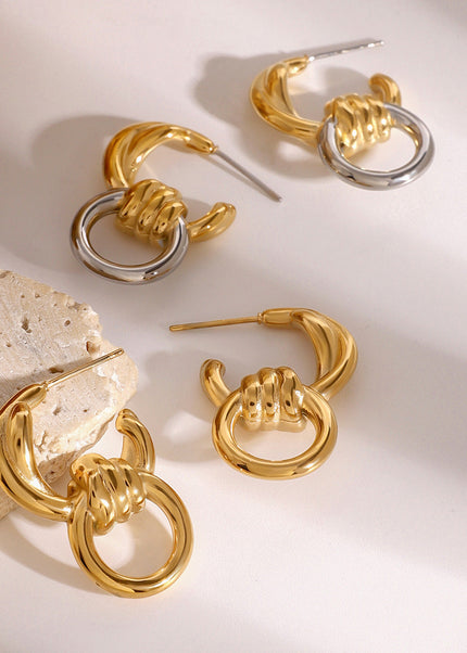 Jieding stainless steel hollow earrings, light luxury, luxury, high-end sense of simplicity, alloy stud earrings, niche fashion temperament, ear jewelry women