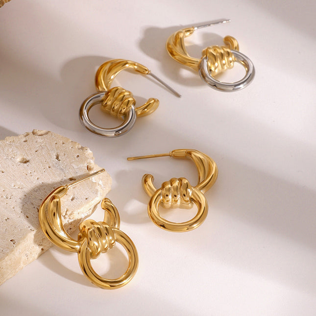 Jieding stainless steel hollow earrings, light luxury, luxury, high-end sense of simplicity, alloy stud earrings, niche fashion temperament, ear jewelry women