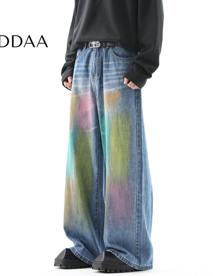 Gradient Loose Fit Wide Leg Jeans for Men - S / Rainbow - Men’s Jeans