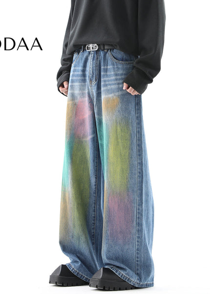 Gradient Loose Fit Wide Leg Jeans for Men - S / Rainbow - Men’s Jeans