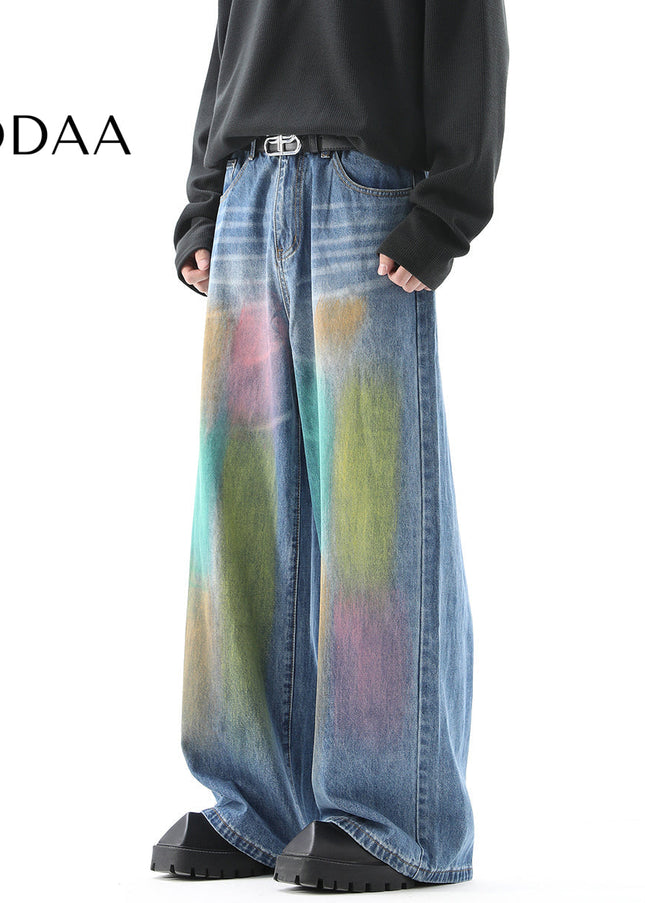Gradient Loose Fit Wide Leg Jeans for Men - S / Rainbow - Men’s Jeans