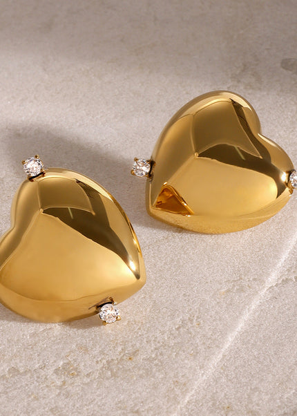 Jieding European and American stainless steel love earrings high-end niche zircon earrings titanium steel non-fading earrings cross-border