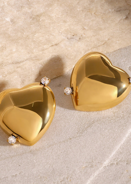 Jieding European and American stainless steel love earrings high-end niche zircon earrings titanium steel non-fading earrings cross-border