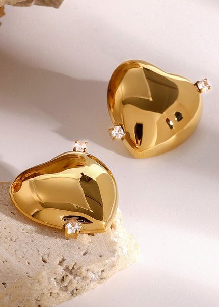 Jieding European and American stainless steel love earrings high-end niche zircon earrings titanium steel non-fading earrings cross-border