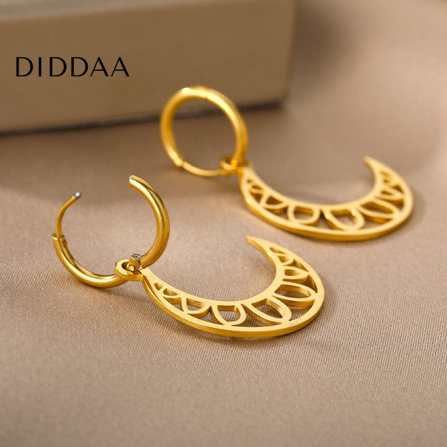 Grandeur Earrings | Gold Half Moon Hoop Earrings - Earrings